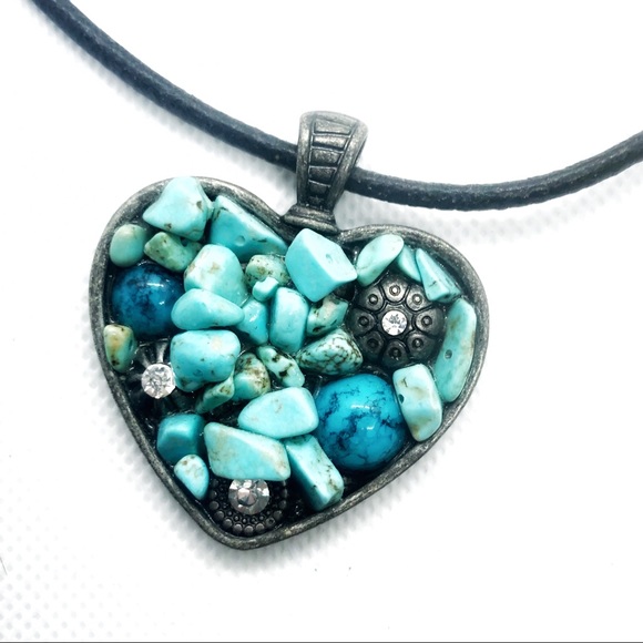 Brighton Jewelry - Brighton Turquoise Mosaic Heart Necklace Brighton Jewelry - Brighton Turquoise Mosaic Heart Necklace
